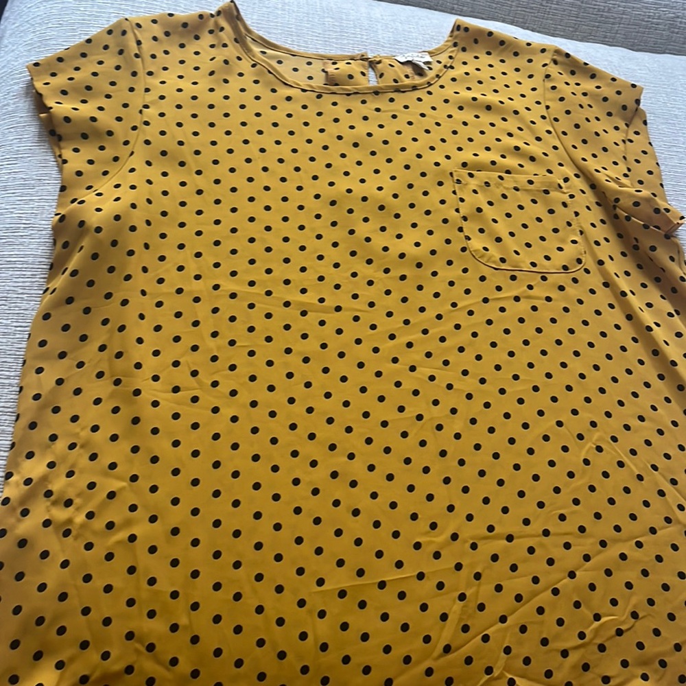 Gold and black polka dot blouse
